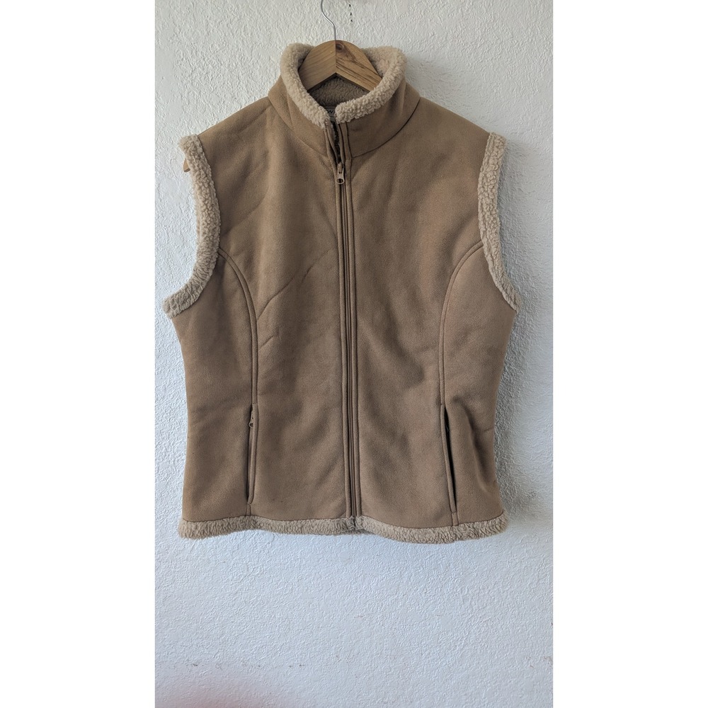 Westtek‎ Outdoors Womens Tan Faux Suede Sherpa Lined Full Zip Vest Medium